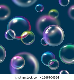 Bubbles pattern. Liquid soap float foam water texture vector bubbles seamless background
