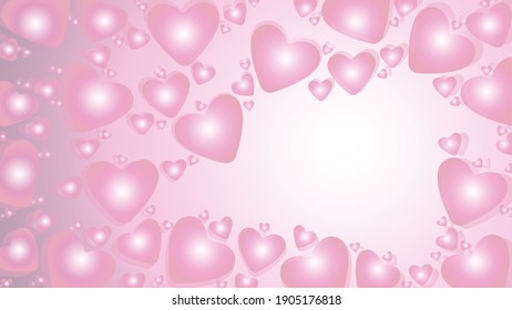 bubbles pink hearts, cute tender postcard, free space for wishes, heartfelt congratulations on a light background