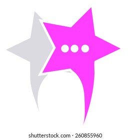 Bubbles purple star with a gray shadow. Chat icon with shadow on a  white background. Modern bright, colorful stars vector speech bubble icon on isolated background.
