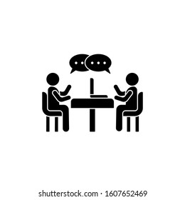 Bubbles questions laptop trainer icon. Simple business indoctrination icons for ui and ux, website or mobile application