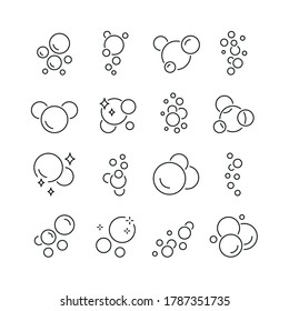 Bubbles related icons: thin vector icon set, black and white kit