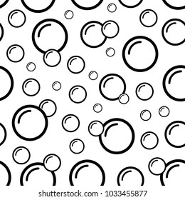 Bubbles seamless pattern. Water bubbles pattern. Soap vector background. Cleaning or bodycare 