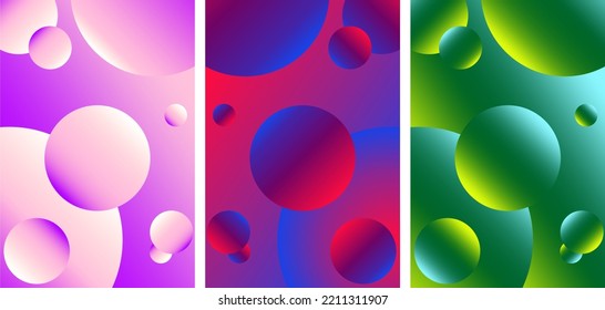 Bubbles Set Gradient Blue Red, Green Yellow, Pink Purple Color Background.