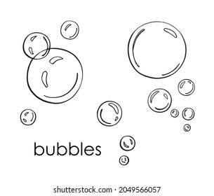 Bubbles set. Line sketch. Hand drawn elements. Vector illustration