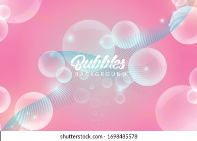 Bubbles soap on pink background. Vector
