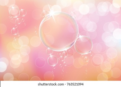 Bubbles soap on pink background.
