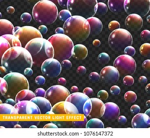 Bubbles soap, realistic isolated with transparent background vector illustration. 