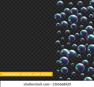 Bubbles soap realistic set isolated with transparent background 