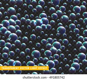 Bubbles soap realistic set isolated with transparent background vector illustration. Soap bubble rainbow reflection.