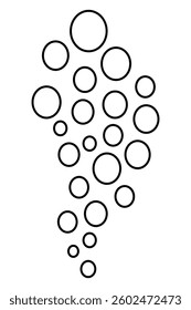 Bubbles. Soap bubbles. Sketch. Balls of different sizes with air rise upwards. Vector illustration. Coloring for children. Outlines on an isolated white background. Doodle style. Idea for web design.