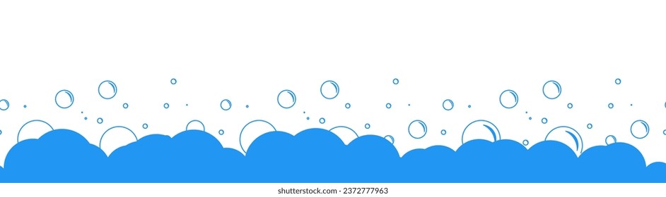 Bubbles soda horizontal seamless pattern. ?arbonated blue water texture
