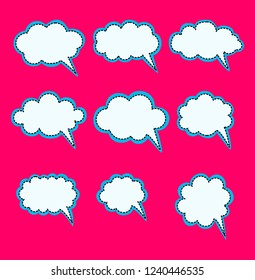 bubbles speech doodle set of different shapes and sizes. empty comic. text cloud. conversation chat. vector illustration.