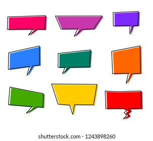 bubbles speech doodle set of different shapes and sizes colorful. empty comic. text box. conversation chat. Black line. vector illustration