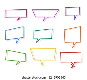 bubbles speech doodle set of different shapes and sizes colorful. empty comic. text box. conversation chat. Colorful line. vector illustration