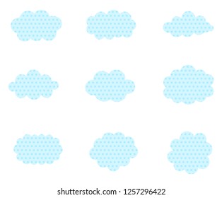 bubbles speech doodle set of different shapes and sizes. empty comic. text cloud. Blue line. vector illustration.