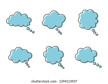 bubbles speech doodle set of different shapes and sizes. empty comic. text cloud. conversation chat. vector illustration.