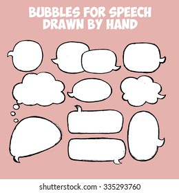 Bubbles for speech drawn by hand. On a white background.