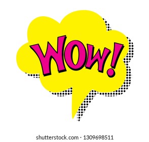 Bubbles speech. Illustration. Vintage comics book poster. Colored funny font. WOW!