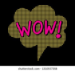 Bubbles speech. Illustration. Vintage comics book poster. Colored funny font. WOW!