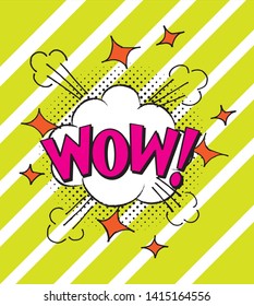 Bubbles speech. Illustration. Vintage comics book poster. Colored funny font. WOW!