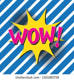 Bubbles speech. Illustration. Vintage comics book poster. Colored funny font. WOW!