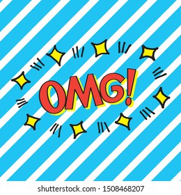 Bubbles speech. Illustration. Vintage comics book poster. Colored funny font. OMG!