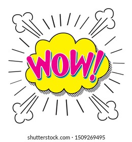 Bubbles speech. Illustration. Vintage comics book poster. Colored funny font. WOW!