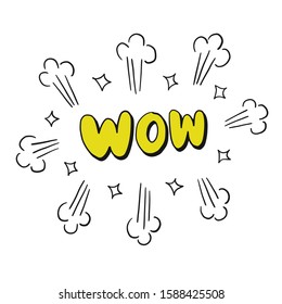Bubbles speech. Illustration. Vintage comics book poster. Colored funny font. WOW!. digital printing.