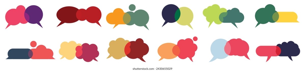 Bubbles speech vector elements set. Social media communication. Empty space speech bubble collection.