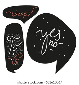 Bubbles with speech vector illustration, stickers. Lettering.