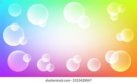 Bubbles with square color yellow,orange,purple and cyan gradient mesh background nice for wallpaperor banner