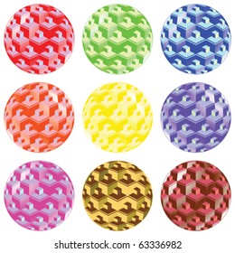 bubbles with squares against white background, abstract vector art illustration