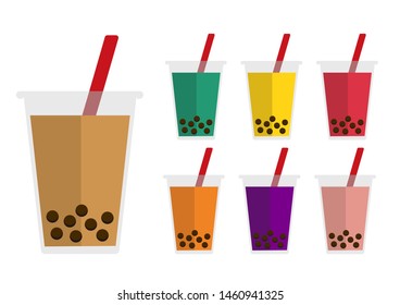 bubbles tea / bubbles soda flat vector  illustration set