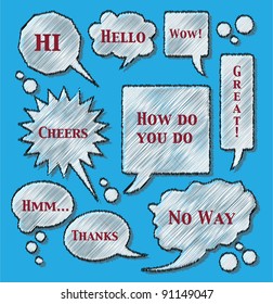 bubbles with text on blue background - illustration