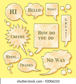 bubbles with text on yellow background - illustration