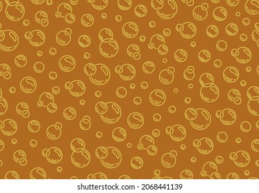 Bubbles Texture Of Dark Beer Seamless Pattern. Fizzy Water Background, Abstract Soda Wallpaper.Vector Illustration.