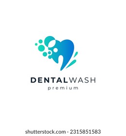 bubbles and tooth for dental care or toothpaste and toothbrush logo design