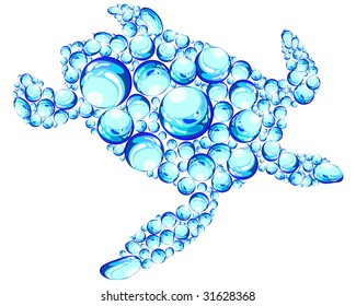 Bubbles turtle for design use. Vector illustration;