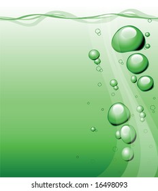 Bubbles under water - fresh green background
