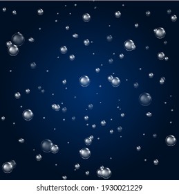 Bubbles under water transparent background, vector