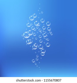 Bubbles under water vector illustration on blue background