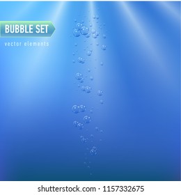 Bubbles under water vector illustration on blue background