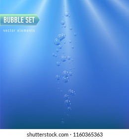 Bubbles under water vector illustration on blue background