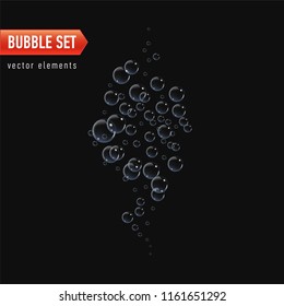 Bubbles under water vector illustration on black background