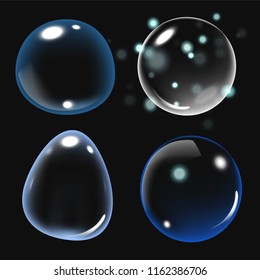 Bubbles under water vector illustration on black background