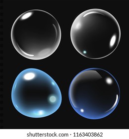 Bubbles under water vector illustration on black background