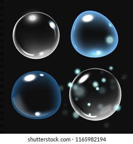 Bubbles under water vector illustration on black background