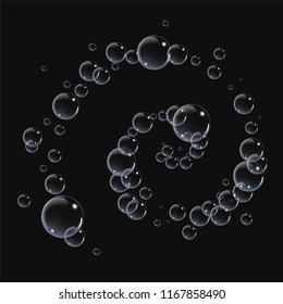 Bubbles under water vector illustration on black background