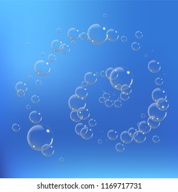 Bubbles under water vector illustration on blue background