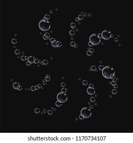 Bubbles under water vector illustration on black background